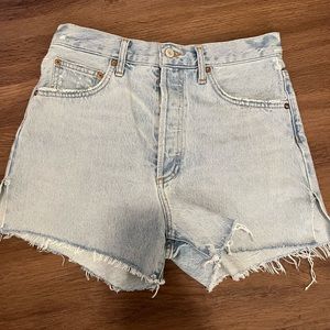 Agolde Dee Vintage Wash High-Rise Distressed Denim Shorts New with tags